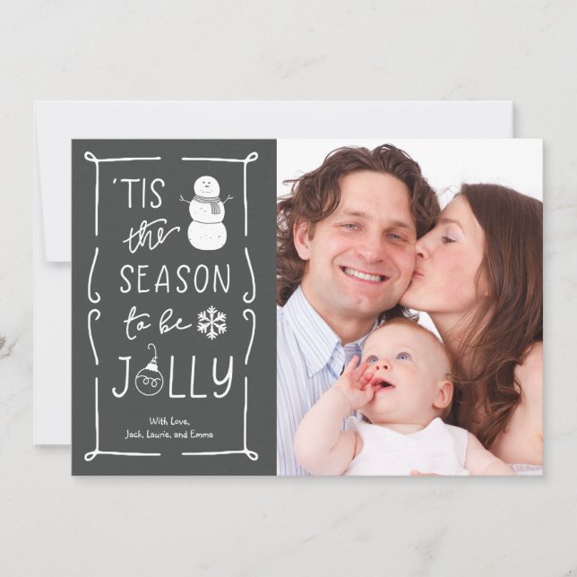 Chalkboard Stil be Jolly Snögubbe-julkort Julkort (Framsida)