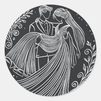 Chalkboard Stil Bride och Groom Bröllop Sticker Runt Klistermärke