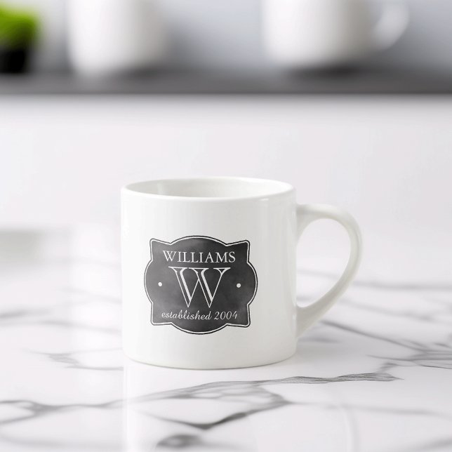 Chalkboard Stil Family Namn och Monogram Espressomugg (Skapare uppladdad)