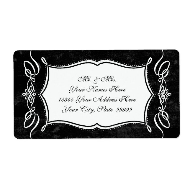 Chalkboard Stil Rustic Swirl Matching Adress Fraktsedel (Framsidan)