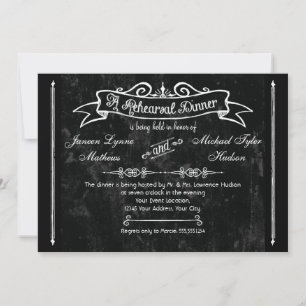 Chalkboard Stil Rustic Swirl Rehearsal Middag Inbjudningar