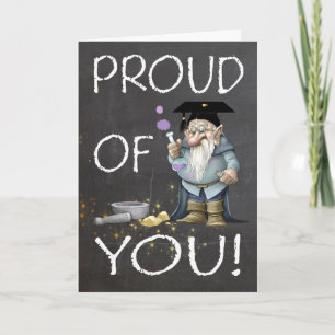 Chalkboard stolt över dig Studenten med Gnome Kort