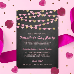 Chalkboard String Kärlek Heart Valentine Day Party Inbjudningar