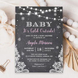 Chalkboard String Ljus Baby Det är Kall utanför Inbjudningar