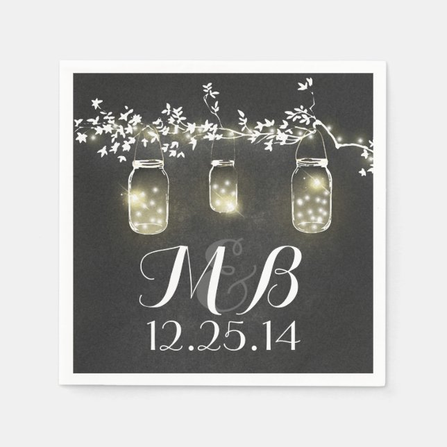 chalkboard string ljus och Mason burk Pappersservett (Framsidan)