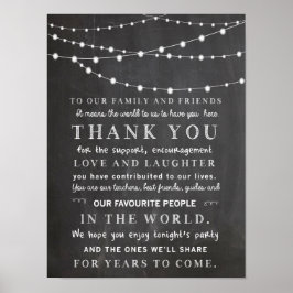 Chalkboard string ljus - tack bröllop poster