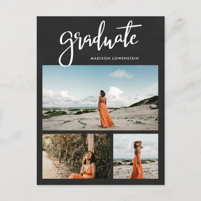 Chalkboard | Student Script Rustic Grad Photo Inbjudan Vykort (Framsida)