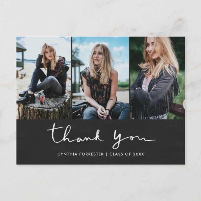 Chalkboard Studenten Tack Typography Photo Vykort (Framsida)