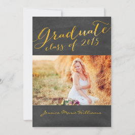 Chalkboard-Studentfest | Guld Foil Inbjudningar