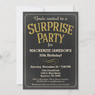 Chalkboard Surprise Party bjudan eller Woman Inbjudningar