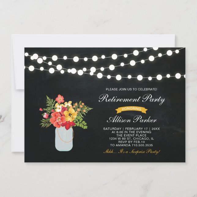 Chalkboard Surprise Pension Party-inbjudan Inbjudningar (Framsida)