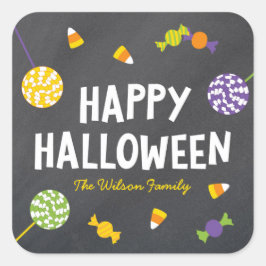 Chalkboard Sweet Candy Treats Happy halloween Fyrkantigt Klistermärke