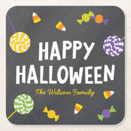Chalkboard Sweet Candy Treats Happy halloween Underlägg Papper Kvadrat