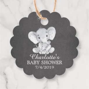 Chalkboard Sweet Elephant Baby Shower Favor Gift Gåvor Etiketter