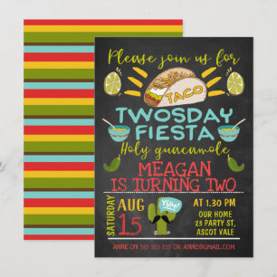 Chalkboard Taco Tosday 2 Birthday-inbjudan Inbjudningar