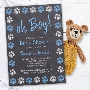 Chalkboard Tass avtryck Blue Boy Baby Shower Inbjudningar