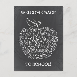 Chalkboard Teacher Apple-vykort Vykort