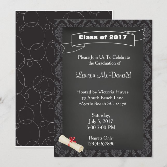 Chalkboard Teacher Studenten-inbjudan Inbjudningar (Fram/baksida)