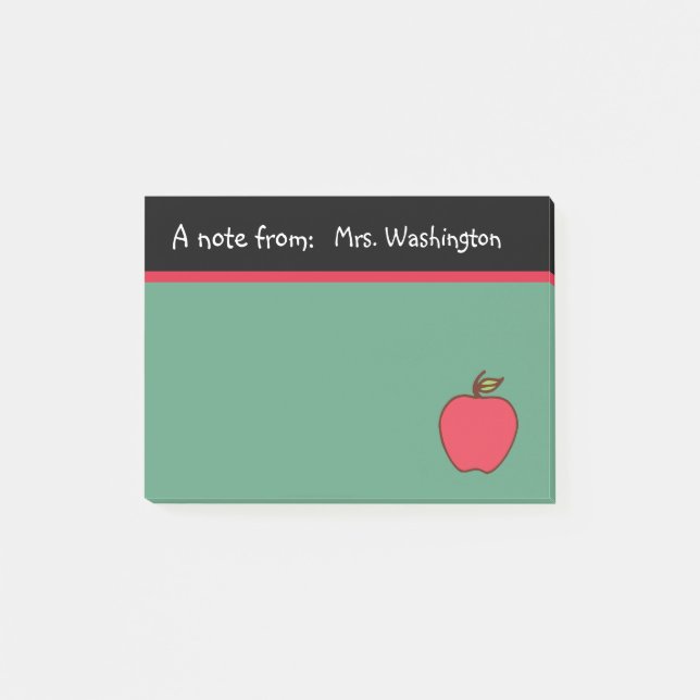 Chalkboard Teacher's Apple Post It Notes Gift Post-it Block (Framsida)