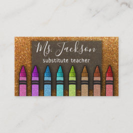 Chalkboard Teacher's Namn Rainbow Glitter Kritor Visitkort