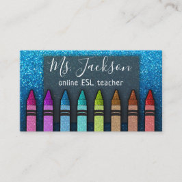Chalkboard Teacher's Namn Rainbow Glitter Kritor Visitkort