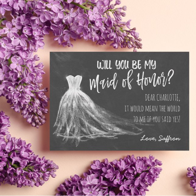 Chalkboard Teckning Bröllop Dress - Maid of honor Inbjudningar (Skapare uppladdad)