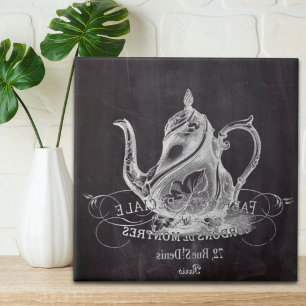 Chalkboard tekanna Alice i Wonderland tea party Kakelplatta