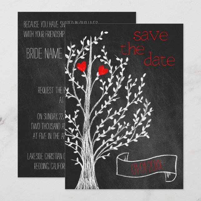 Chalkboard-tema Inbjudningar (Fram/baksida)