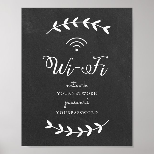 Chalkboard tema WiFi-tecken Poster (Framsidan)