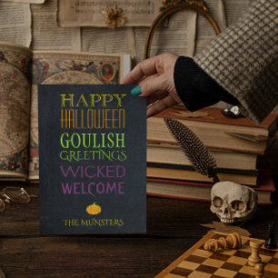 Chalkboard Text Halloween Hälsning Kort