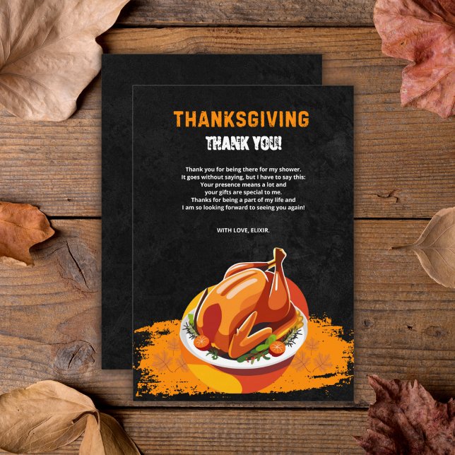 Chalkboard Thanksgiving Roasted Turkey Baby Shower Tack Kort (Skapare uppladdad)
