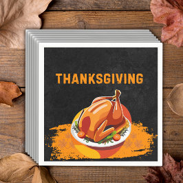 Chalkboard Thanksgiving Rosted Turkey Baby Shower Pappersservett