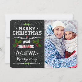 Chalkboard Theme Future Mr. och Mrs. Jul Holid Julkort