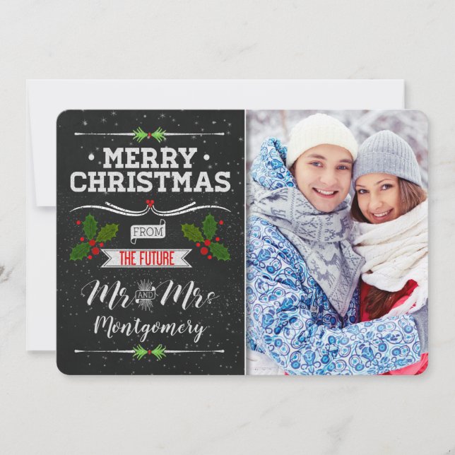 Chalkboard Theme Future Mr. och Mrs. Jul Julkort (Framsida)