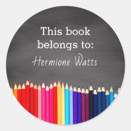 Chalkboard Tillhören i Bok till Pencil bokplåt Runt Klistermärke