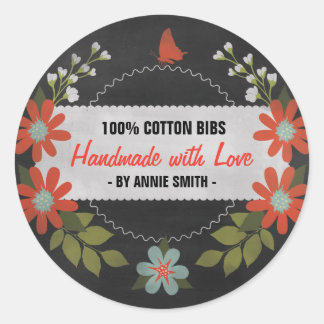 Chalkboard tillverkad med Kärlek, Gift-etiketter Runt Klistermärke