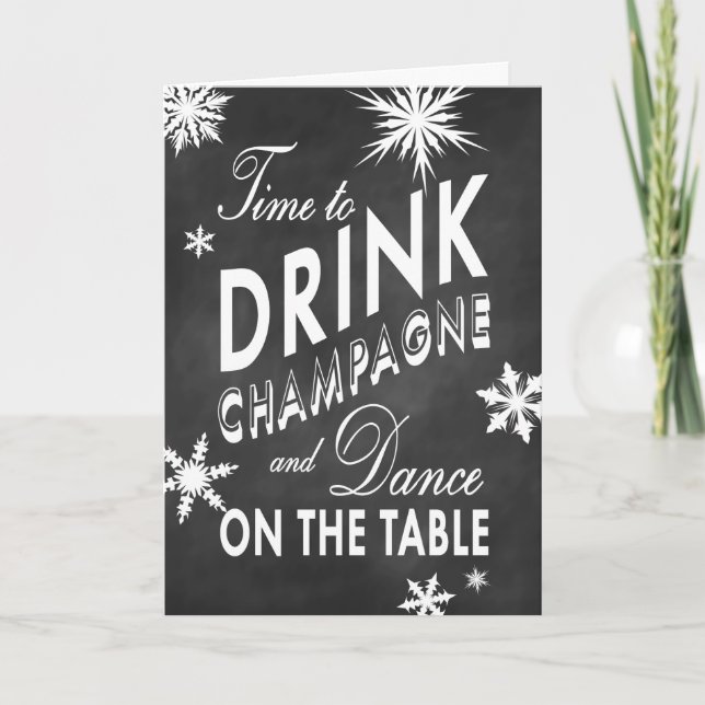 Chalkboard Time to Drink Champagne Helgdag Card Helgkort (Framsida)