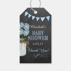 Chalkboard-titta med Blåa blommor gäst Presentetikett