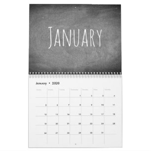 Chalkboard Titta svart och vit text Modern 2020 Kalender