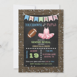 Chalkboard Touchdoweller Tutus Gender Reveal Inbjudningar