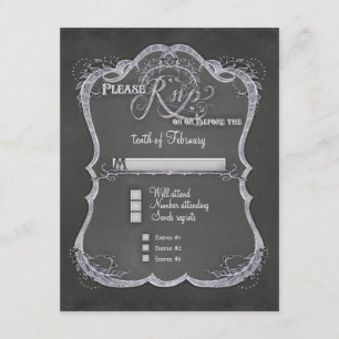 Chalkboard Typografiska Löv Swirl Rustic Bröllop OSA Kort
