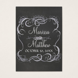 Chalkboard Typografiska Löv Swirl Rustic Bröllop Visitkort