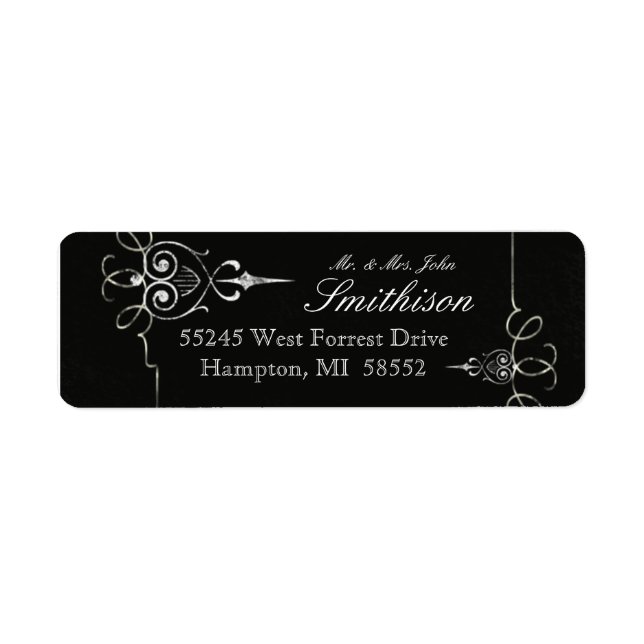 Chalkboard Typography Modern Bröllop Address Label Returadress Etikett (Framsidan)