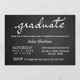 Chalkboard Typography Open House Studenten Inbjudningar