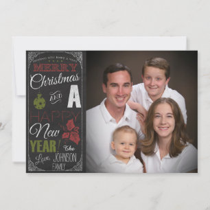 Chalkboard Typography Photo jul Card Julkort