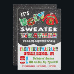 Chalkboard UGLY-inbjudningar till julstämning Inbjudningar<br><div class="desc">Toppen coola och färglös. Den här  för att ta itu eller Mjuka julsötaren Party har en svettare med pepparkaksgubbe,  fallande snö och typografi av tyg på en kritersbakgrund. Underbar för barn eller vuxen julfest! McBooboos illustration av hand plockade.</div>
