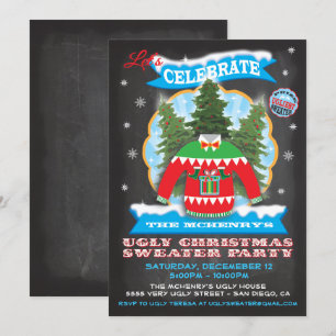 Chalkboard Ugly jul Sweater-inbjudningar Inbjudningar
