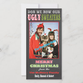 Chalkboard Ugly jul Sweater Photo Card Julkort