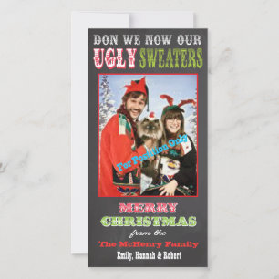 Chalkboard Ugly jul Sweater Photo Card Julkort