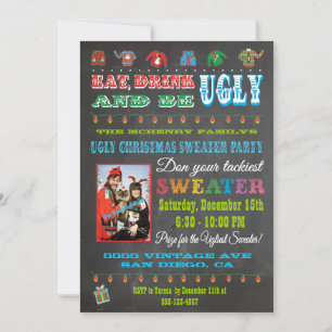 Chalkboard Ugly jul Sweater Photo Inbjudan